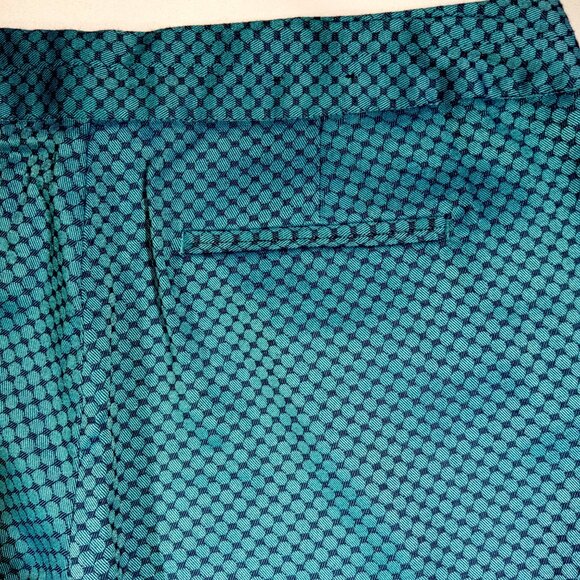 BANANA REPUBLIC Ankle Pants sz 8 Hampton Fit Teal/Navy Geo Print Textured GUC - Picture 9 of 12